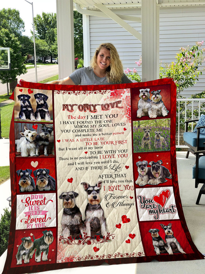 Personalized Schnauzer To My Only Love I Love You Forever And Always Quilt Blanket Great Customized Blanket Gifts For Birthday Christmas Thanksgiving