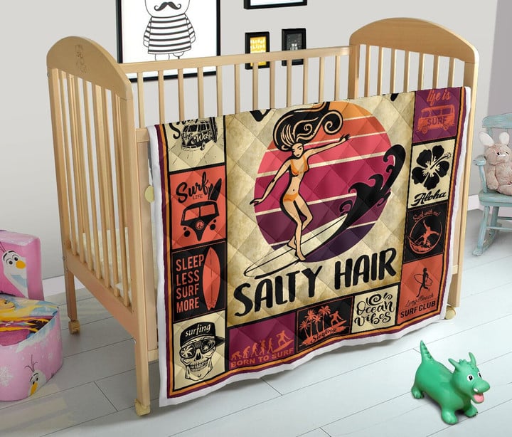 Surfing Girl Bare Feet Salty Hair Quilt Blanket Great Customized Blanket Gifts For Birthday Christmas Thanksgiving