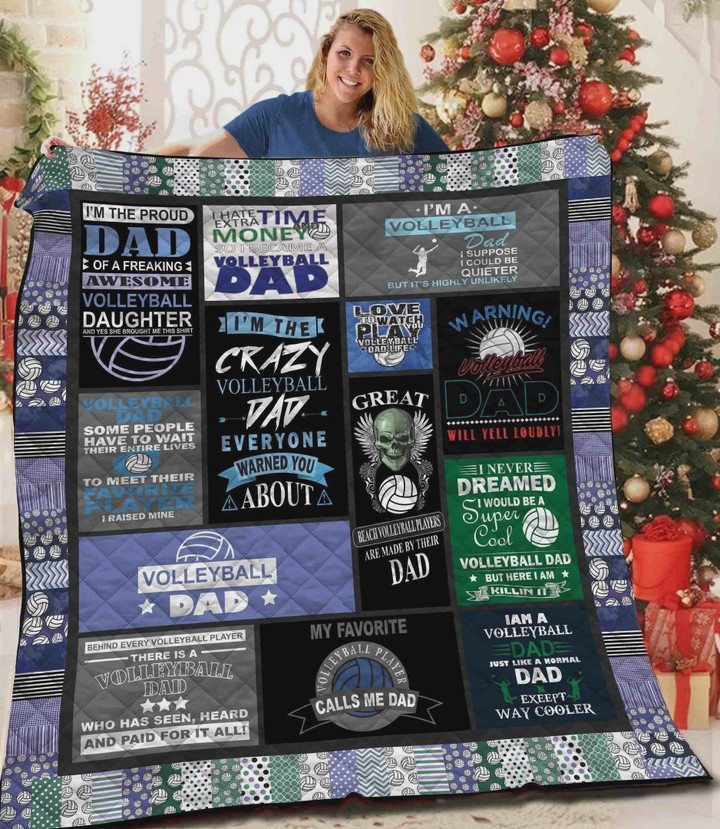 Volleyball There Is A Volleyball Dad Quilt Blanket Great Customized Blanket Gifts For Birthday Christmas Thanksgiving