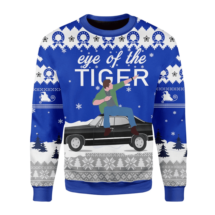 Merry Christmas Eye Of The Tiger For Unisex Ugly Christmas Sweater, All Over Print Sweatshirt