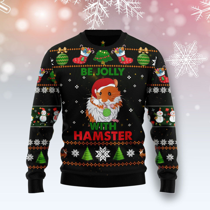 Hamster Be Jolly Ugly Christmas Sweater , Hamster Be Jolly 3D All Over Printed Sweater