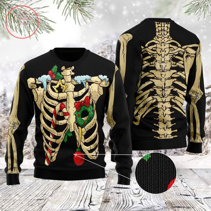 Awesome Skeleton For Unisex Ugly Christmas Sweater, All Over Print Sweatshirt