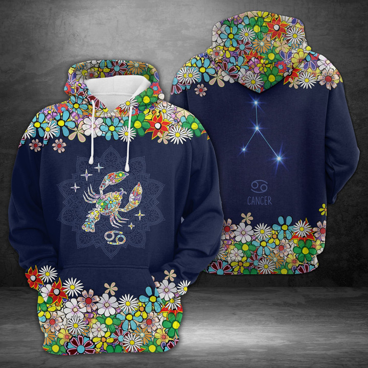 Awesome Cancer Horoscope Flower 3D All Over Print Hoodie, Or Zip-up Hoodie