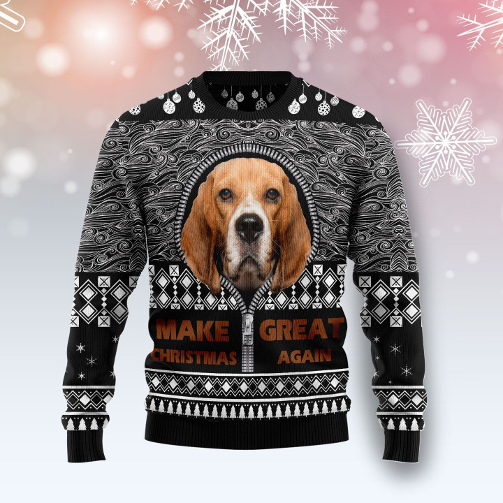 Beagle Make Christmas Great Again Ugly Christmas Sweater, All Over Print Sweatshirt