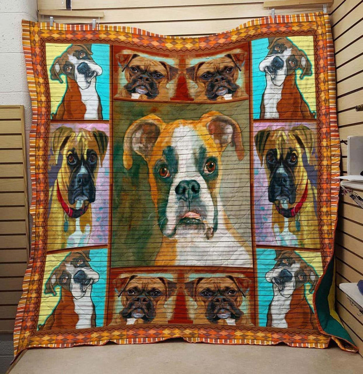 Boxer Dog Innocent Face Stick Out Tongue Fighter Dog Funny Face Quilt Blanket Great Customized Blanket Gifts For Birthday Christmas Thanksgiving