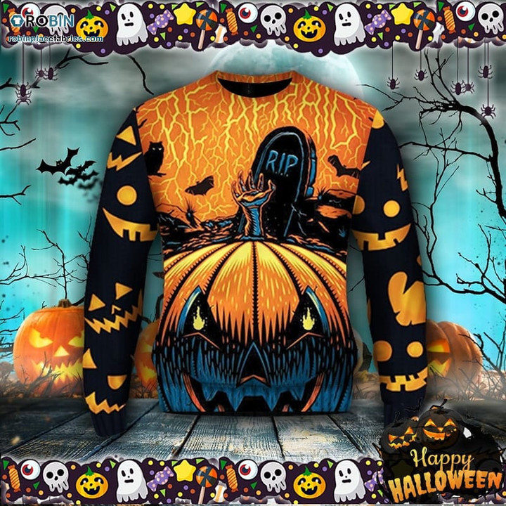 Scary Pumpkin Halloween Ugly Sweater