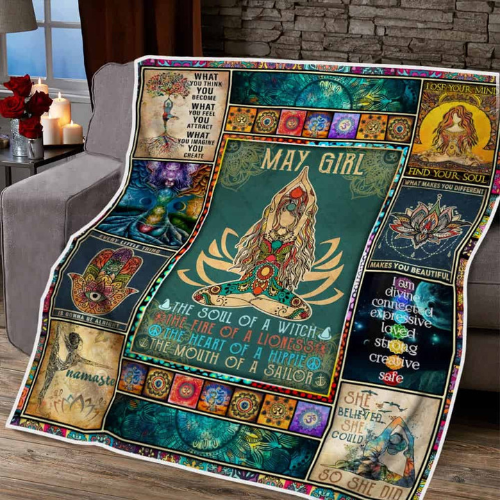 May Girl Yoga Namaste The Soul Of A Witch Quilt Blanket Great Customized Blanket Gifts For Birthday Christmas Thanksgiving Anniversary