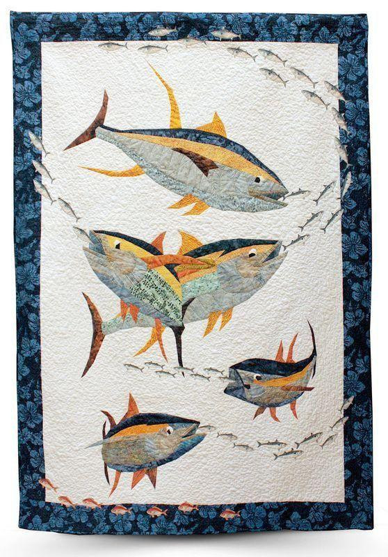 Sea Fishes In White Background Flowers Motif Dark Blue Quilt Blanket Great Customized Blanket Gifts For Birthday Christmas Thanksgiving