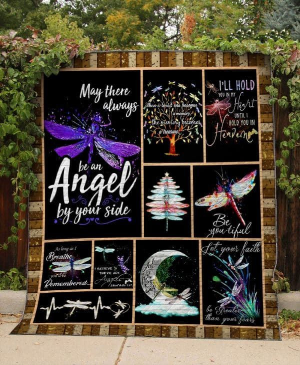 Dragonfly May There Always Be An Angel By Your Side Quilt Blanket Great Customized Blanket Gifts For Birthday Christmas Thanksgiving