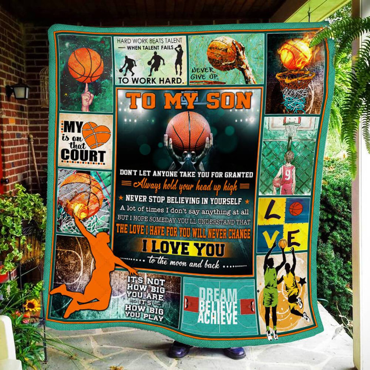 Personalized Basketball To My Son I Love You Quilt Blanket Great Customized Gifts For Birthday Christmas Thanksgiving Anniversary