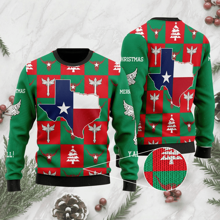 Texas Ugly Christmas Sweater, All Over Print Sweatshirt
