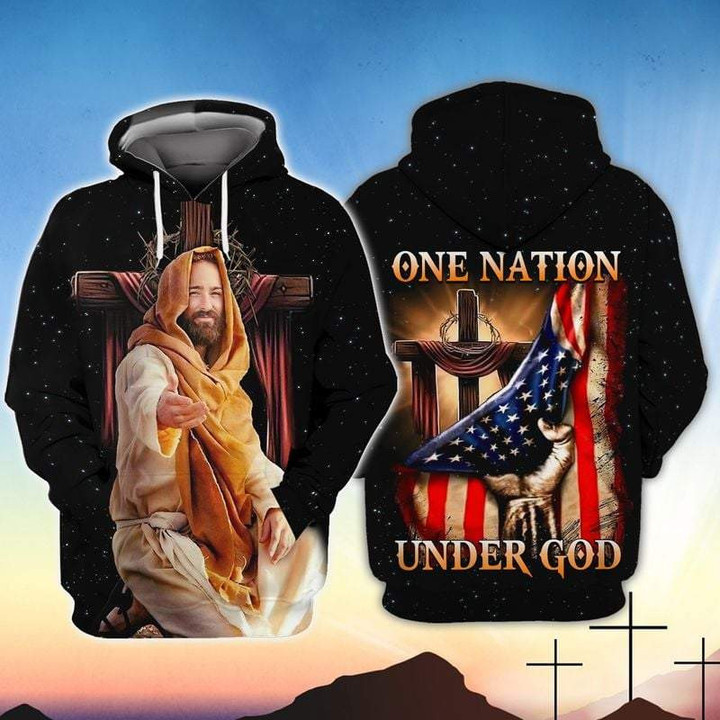 Patriot Love Christian Jesus One Nation Under God 3D All Over Print Hoodie, Or Zip-up Hoodie