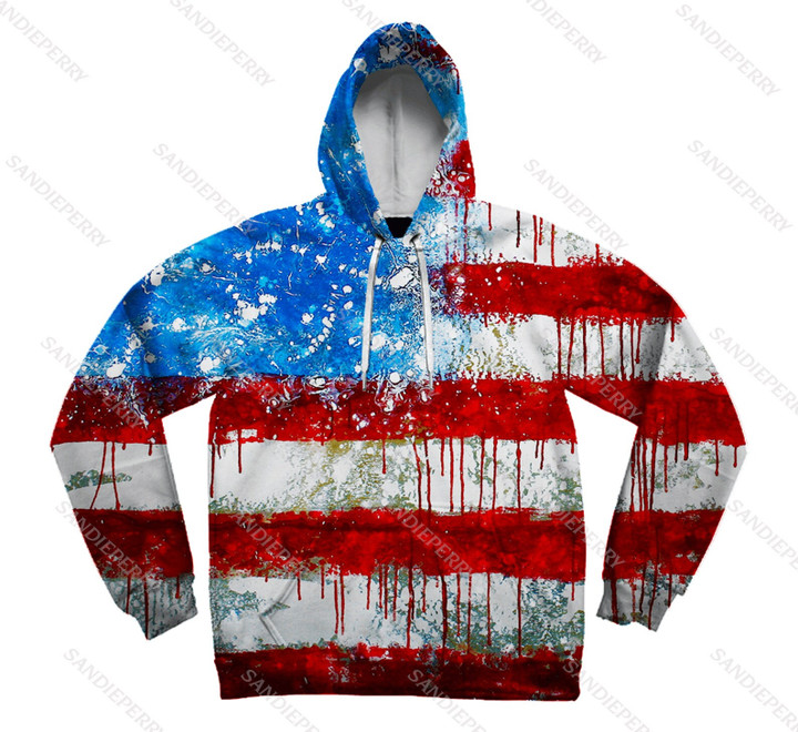 All Over Print Bleed America Usa Flag Hoodie Galaxy Colorful Hoodie 3D All Over Print Hoodie, Or Zip-up Hoodie