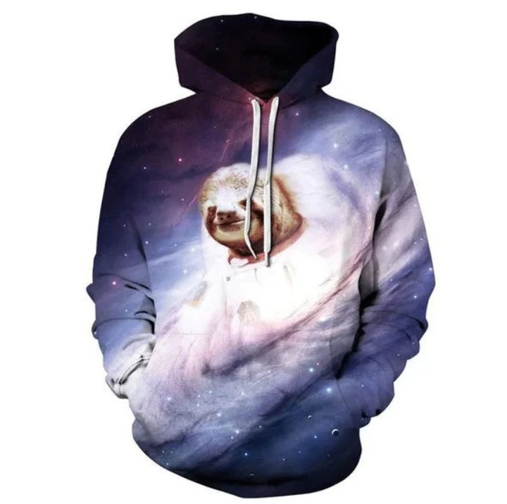 Astronaut Sloth Galaxy Unisex 3D All Over Print Hoodie, Zip Up Hoodie