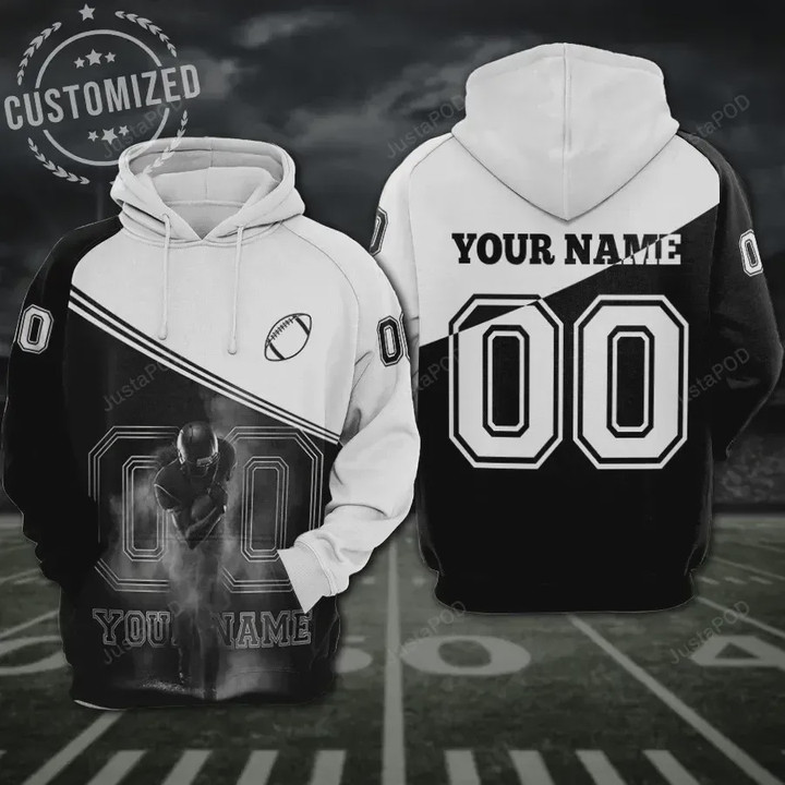 Personalized Football Smoke Custom Name and Number 3D All Over Print Hoodie, Zip-up Hoodie