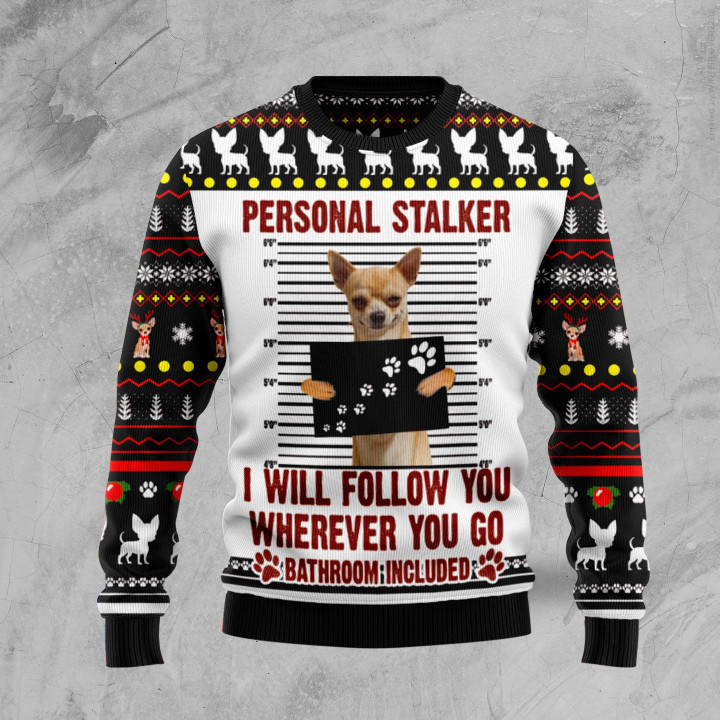 Chihuahua Stalker Christmas Ugly Sweater