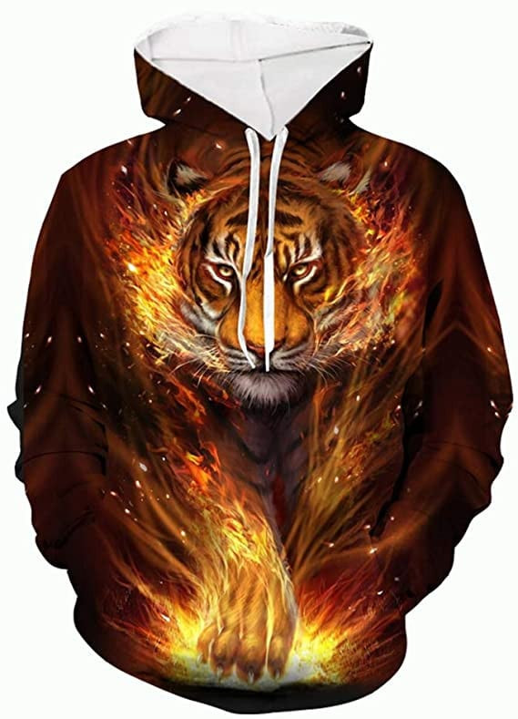 Tiger Fire 3D Hoodie All Over Print, Zip-up Hoodie