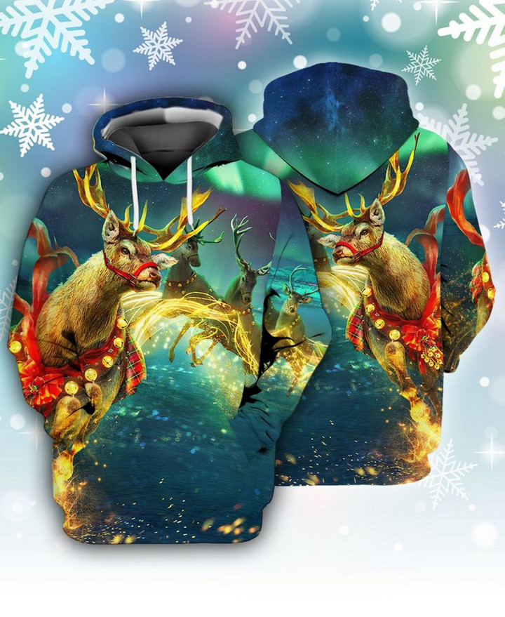 Unisex Novelty Hoodies Christmas Reindeer 3D Hoodie Zip Hoodie, 3D All Over Print Hoodie Zip Hoodie