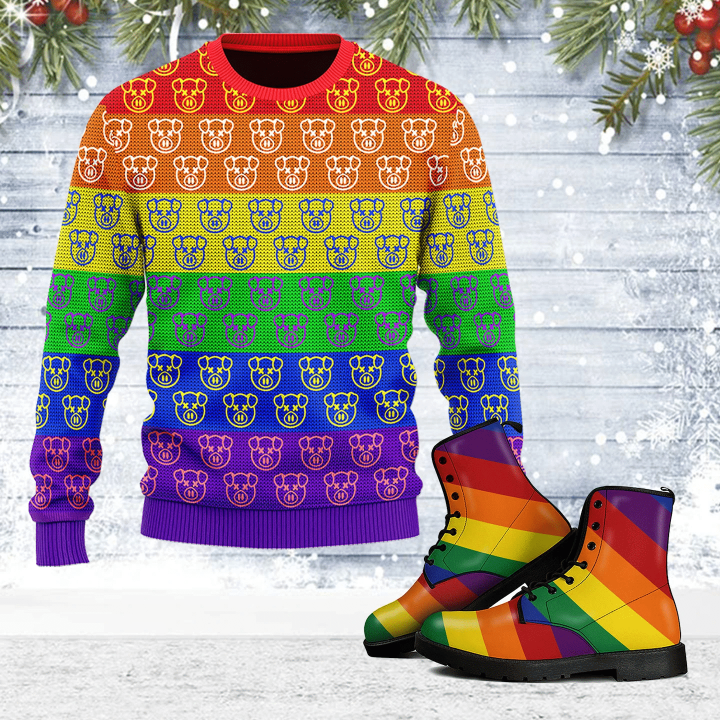 Pig Colorful Rainbow Jeffree Star For Unisex Ugly Christmas Sweater, All Over Print Sweatshirt