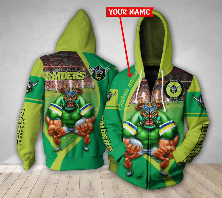 Personalized Canberra Raiders 3D Mascot Hoodie Custom Name 3D All Over Printed Hoodie