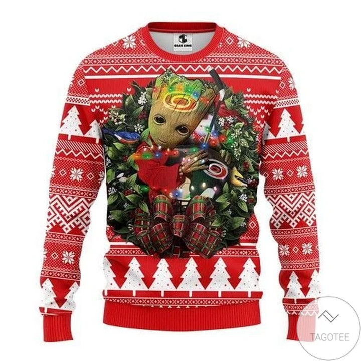 Nhl Carolina Hurricanes Groot Hug Ugly Christmas Sweater, All Over Print Sweatshirt