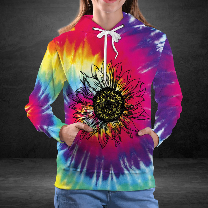 Sunflower Hippie 3D All Over Print Hoodie, Zip-up Hoodie