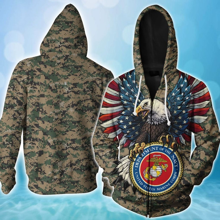 Us Marine Corps 3D All Over Printed Hoodie