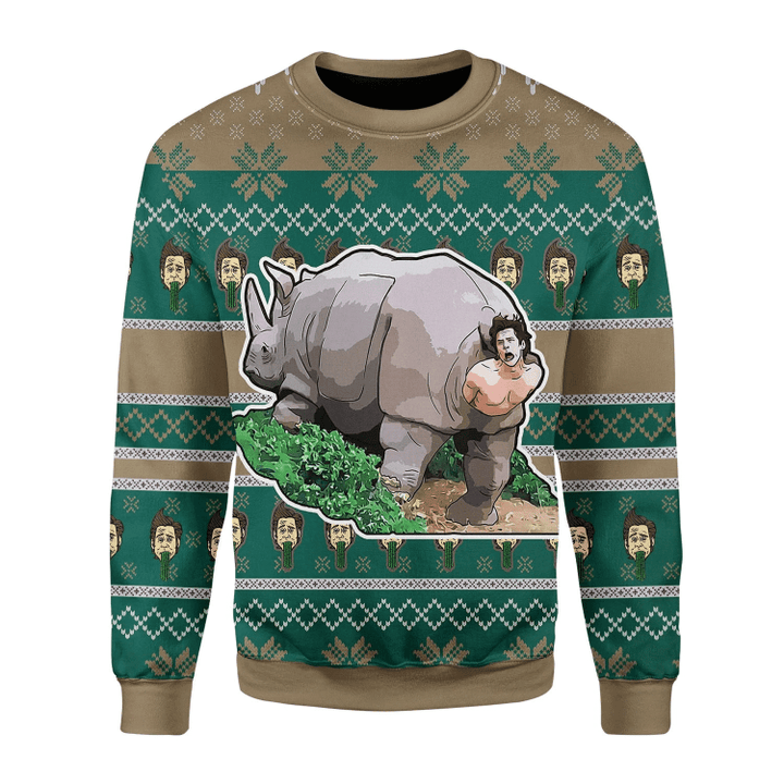 Merry Christmas Gearhomies Rhino Giving Birth 3D Ugly Christmas Sweater