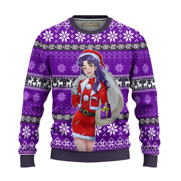 Misato Katsuragi Anime Neon Genesis Evangelion Ugly Christmas Sweater, All Over Print Sweatshirt