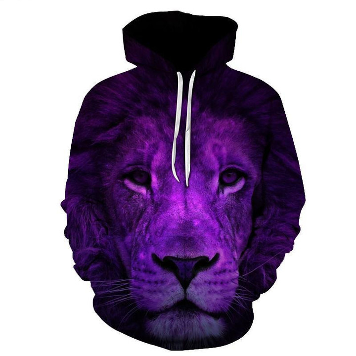 Purple Lion 3D All Over Print Hoodie, Zip-up Hoodie