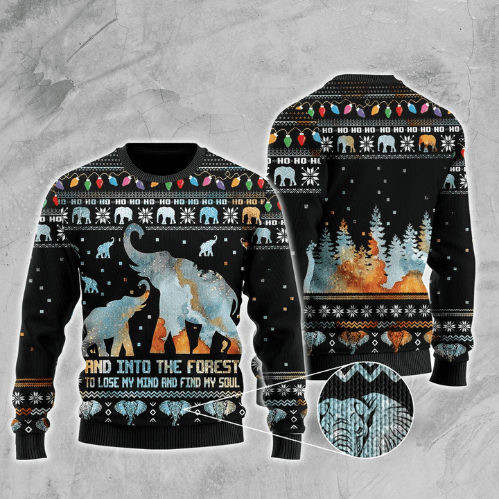 Elephant And Into The Forest For Unisex Ugly Christmas Sweater, All Over Print Sweatshirt