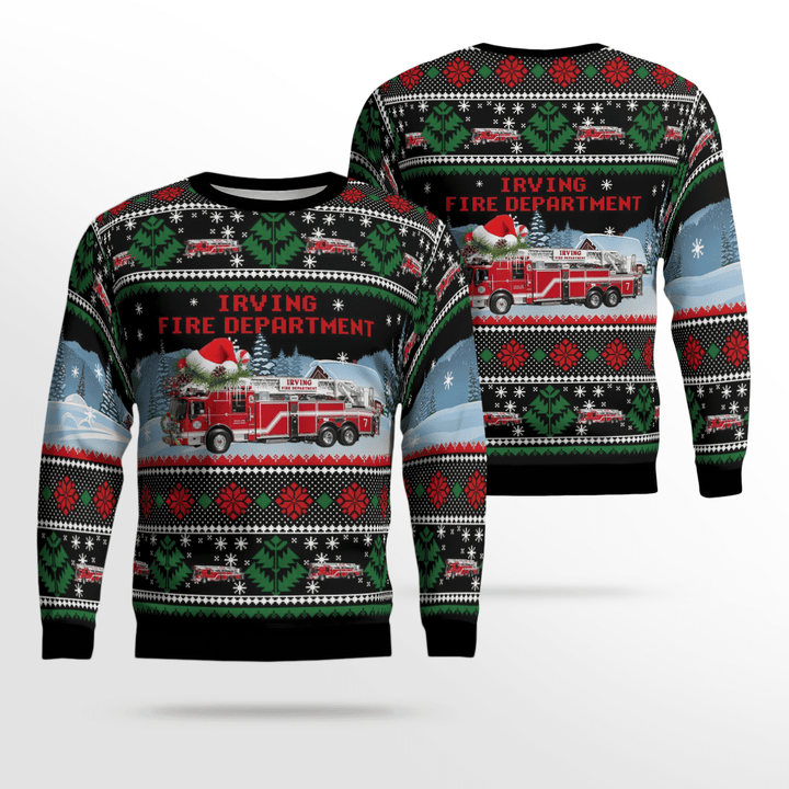 Texas Irving Fire Department Ugly Christmas Sweater