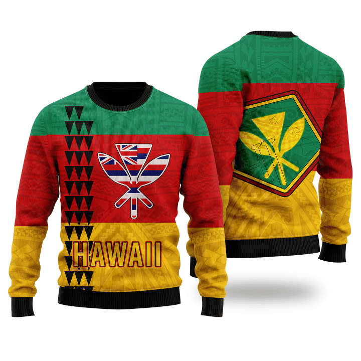 Hawaii Kanaka Flag Ugly Christmas Sweater, Hawaii Kanaka Flag 3D All Over Printed Sweater