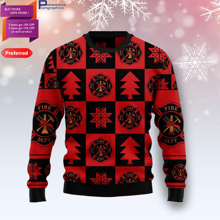 Firefighter Ugly Christmas Sweater, All Over Print Sweatshirt