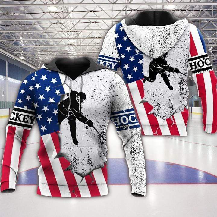 American Hockey Player 3D All Print Hoodie, Zip- Up Hoodie