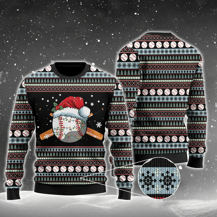 Baseball Xmas Ugly Christmas Sweater, All Over Print Sweatshirt