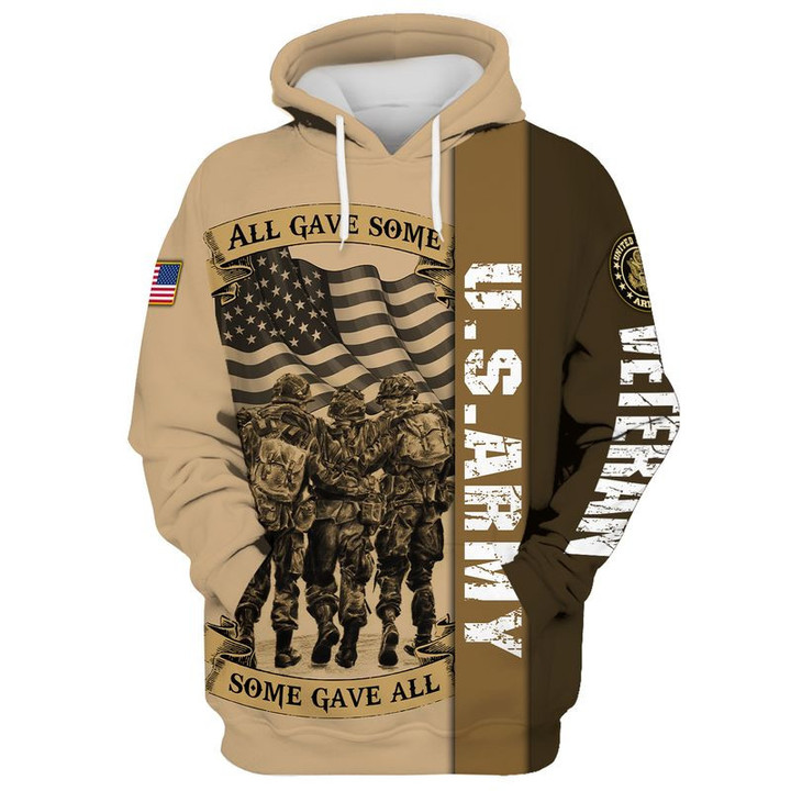 US Army Veteran All Gave Some, Some Gave All 3D All Over Print Hoodie, Zip-up Hoodie