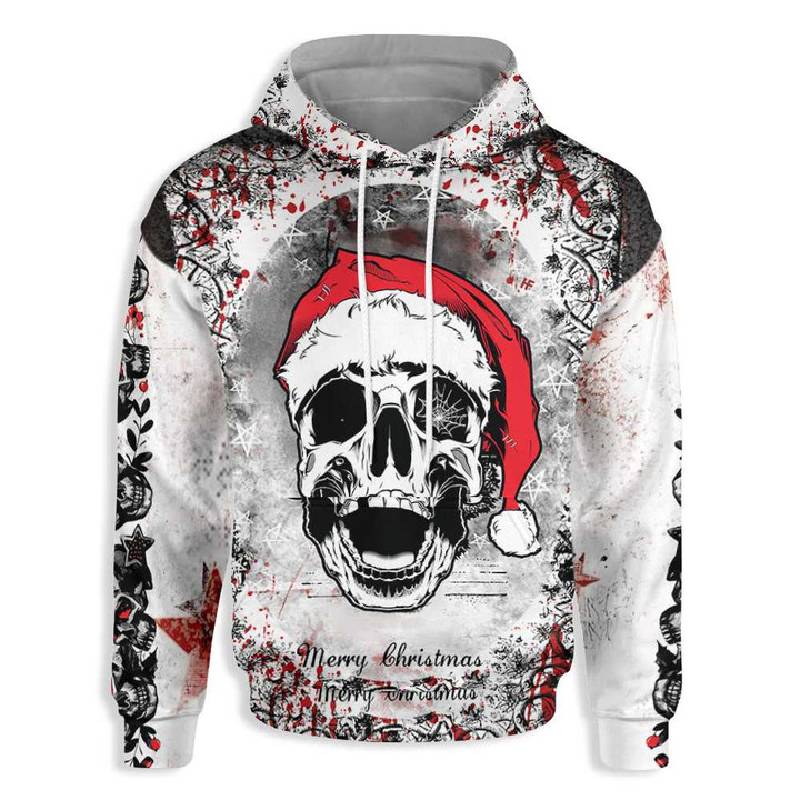 Merry Creepmas Santa Skull 3D All Over Print Hoodie, Zip-up Hoodie