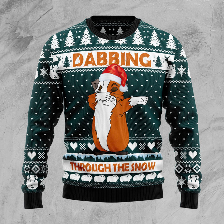 Dabbing Through The Snow Guinea Pig Christmas Ugly Sweater