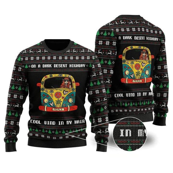 On A Dark Desert Highway Ugly Christmas Sweater, All Over Print Sweatshirt