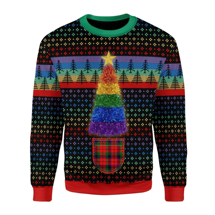 LGBTQ+ Christmas Tree For Unisex Ugly Christmas Sweater, All Over Print Sweatshirt