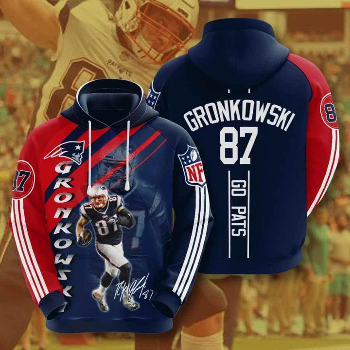 Sports American Football Nfl New England Patriots Rob Gronkowski 3D All Over Print Hoodie, Zip-up Hoodie