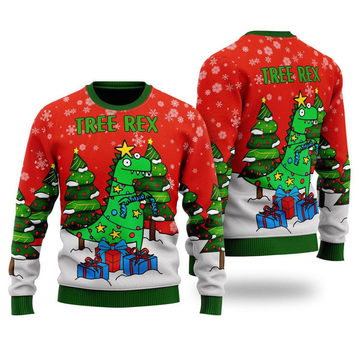Tree Rex Ugly Christmas Sweater, Tree Rex 3D All Over Printed Sweater