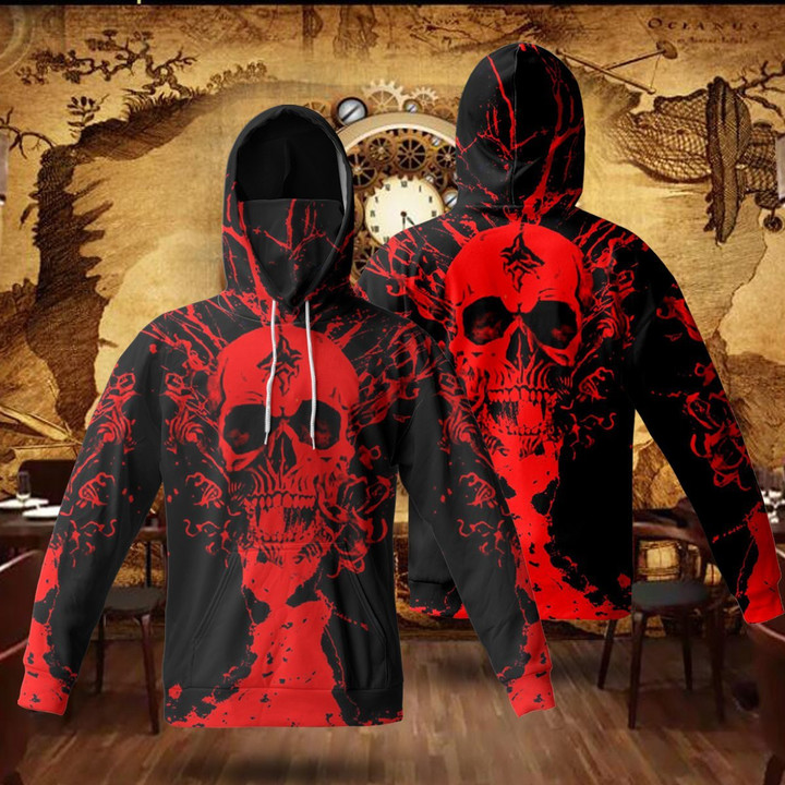 Red Skull 3D Hoodie All Over Print, Zip-up Hoodie