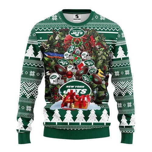 New York Jets Tree For Unisex Ugly Christmas Sweater, All Over Print Sweatshirt