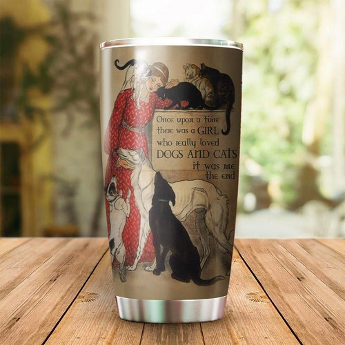 A Girl Who Loves Dogs And Cats Stainless Steel Tumbler Perfect Gifts For Dog And Cat Lover Tumbler Cups For Coffee/Tea, Great Customized Gifts For Birthday Christmas Thanksgiving