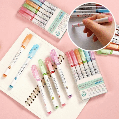 Best Gifts For Kids - Dual Tip Pens with 6 Different Curve Shapes Fine Tips