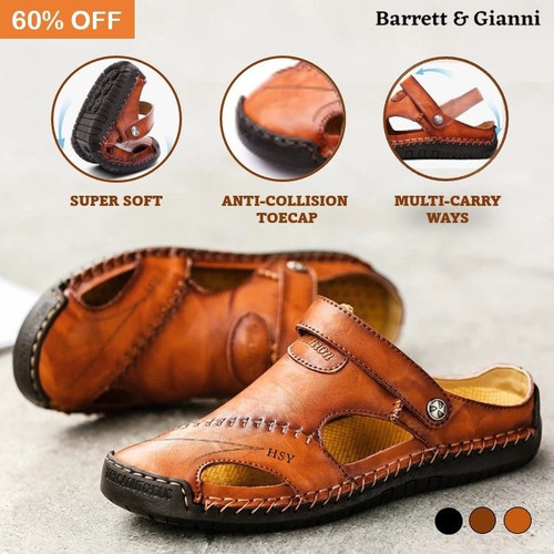 Darren - Men Leather Sandals Summer Non-slip Breathable Slip on