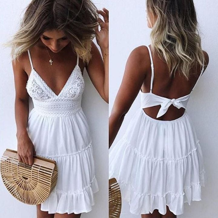 2020 Fashion Boho Long Maxi Dress Women Summer Ladies Sleeveless White Beach Dress Evening Party Casual Dresses Vestidos