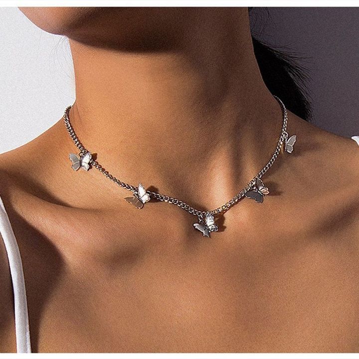 Bohemian Cute Butterfly Choker Necklace For Women Gold Silver Color Clavicle Chain 2020 Fashion Female Chic Chocker Jewelry